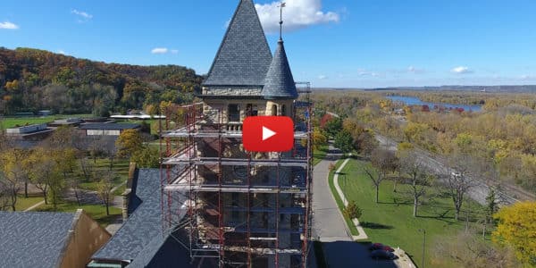 drone footage building restoration